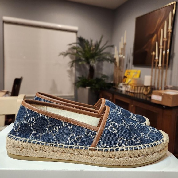 NEW GUCCI Denim GG Pillar Espadrilles Size 36.5 - Picture 8 of 11